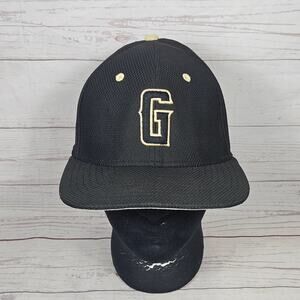 New Era Hat "G" Logo Fitted Baseball Cap Men's Small/Medium Black Gold